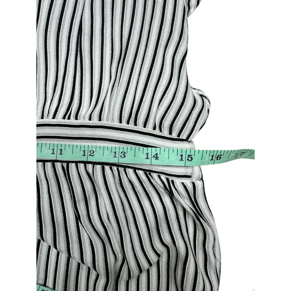 Anthropologie Saltwater LUXE Jumpsuit Large White Black Stripe Wide Leg Boho - Picture 14 of 14